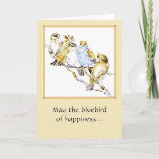 Couleur d'eau 5x7 de la carte pliée Cinq oiseaux