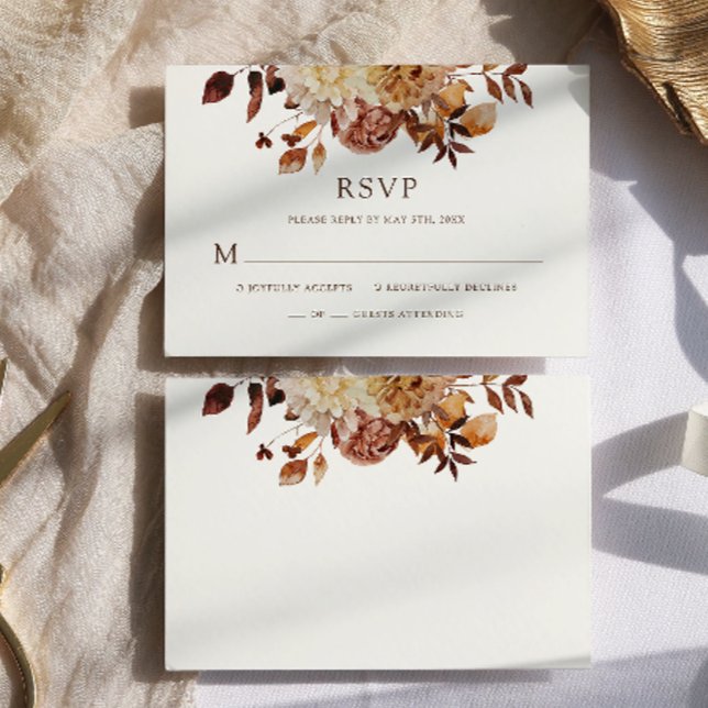 Couleur d'eau blanche Cuivre Floral Wedding RSVP (White Fall Watercolor Copper Floral Wedding RSVP
)
