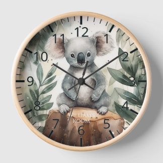 Couleur d'eau douce horloge Koala, Personnalisable