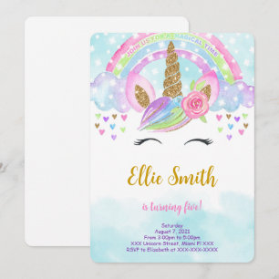 Couleur d'eau Magique Unicorn Invitation