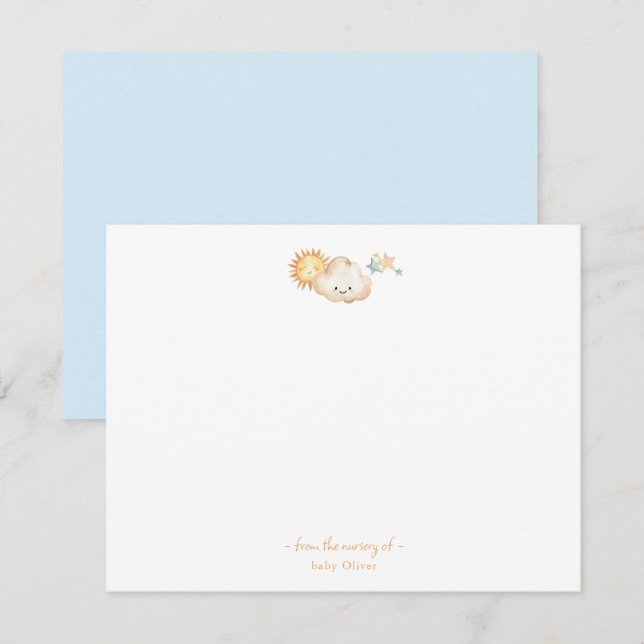 Couleur d'eau mignonne étoiles du soleil et Carte  (Devant / Derrière)