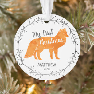 Couleur d'eau personnalisée Fox Baby Premier Noël