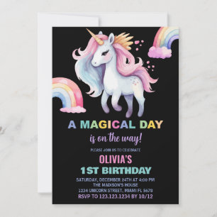 Couleur d'eau Rainbow Unicorn Invitations d'annive
