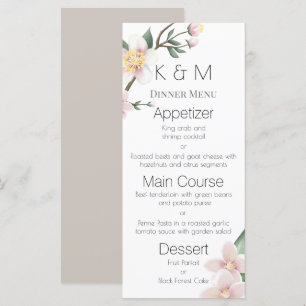 Couleur d'eau romantique Apple Blossements Menu Ma