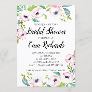 Couleur d'eau rose - Invitation de douche nuptiale