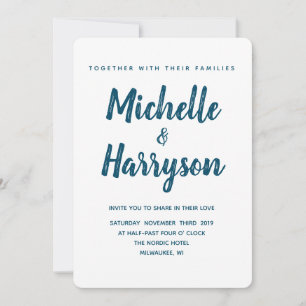 Couleur minimale Bleu FAIRE-PART DE MARIAGE