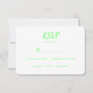 Couleur minimale Neon Vert mariage RSVP choix de r