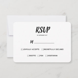 Couleur minimale Noir Mariage RSVP Meal Choice