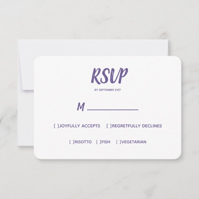 Couleur minimale UlUV Mariage RSVP choix de repas (Devant)