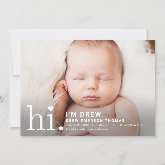 Couleur modifiable Precious Hi Baby Faire-part de  (Devant)