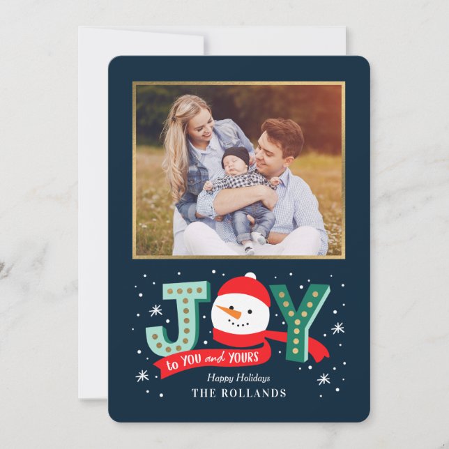 Couleur MODIFICATIVE Joyeux Snowman Carte photo de (Devant)