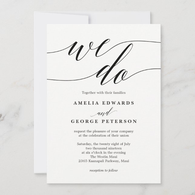 COULEUR MODIFIÉE Faire-part de mariage moderne #MS (Devant)