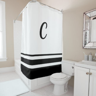 Couleur noir Monogramme rideau de douche personnal