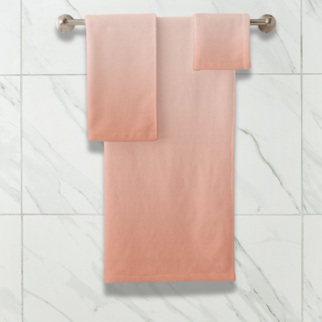 couleur pastel printanier rose pâle (spring pastel color blush peach ombre dusty pink bath towel set)