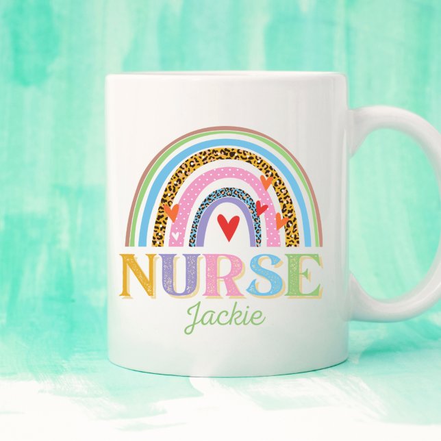 Couleur personnalisée Arc-en-ciel Nurse Coffee Mug (Créateur téléchargé)