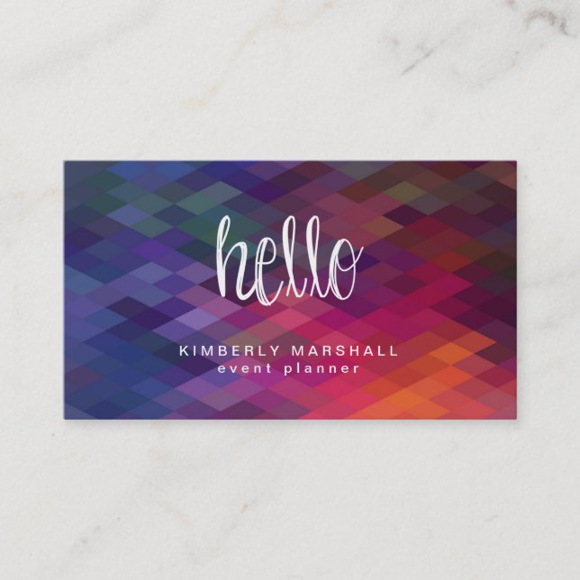 Couleur personnalisée Motif diamant Bonjour Cartes (Devant)