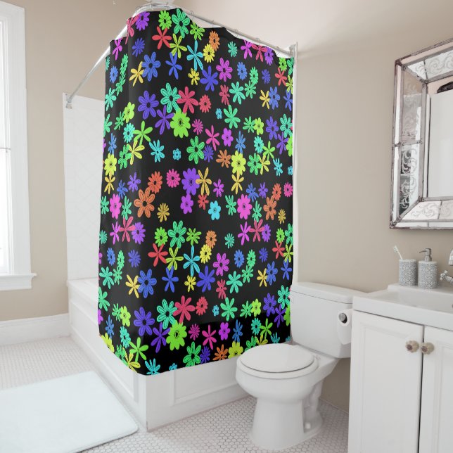 Couleur Pop Cute Fleurs Douche Rideau (En situation)
