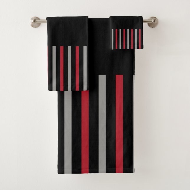 Couleur Pop Stripes-Rouge, Gris, Noir et Bone Blan (En situation)