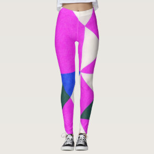 Couleur rose Bloc Leggings Art Abstrait