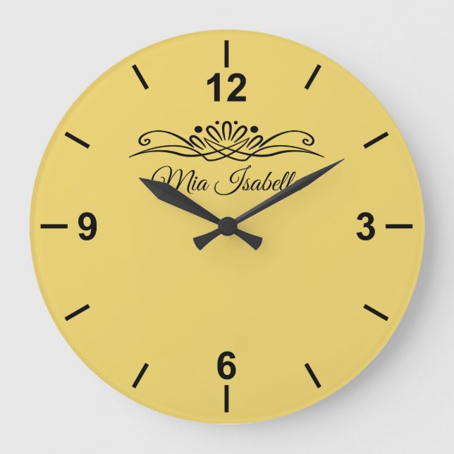 Couleur tendance Soft Jaune Grande horloge murale (Recto)