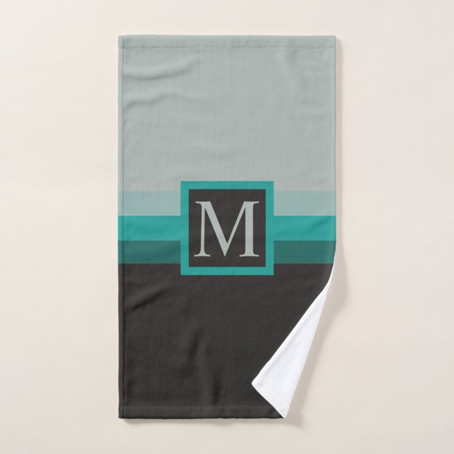 Couleur Turquoise gris bleu bleu noir personnalisé (Serviette à main)