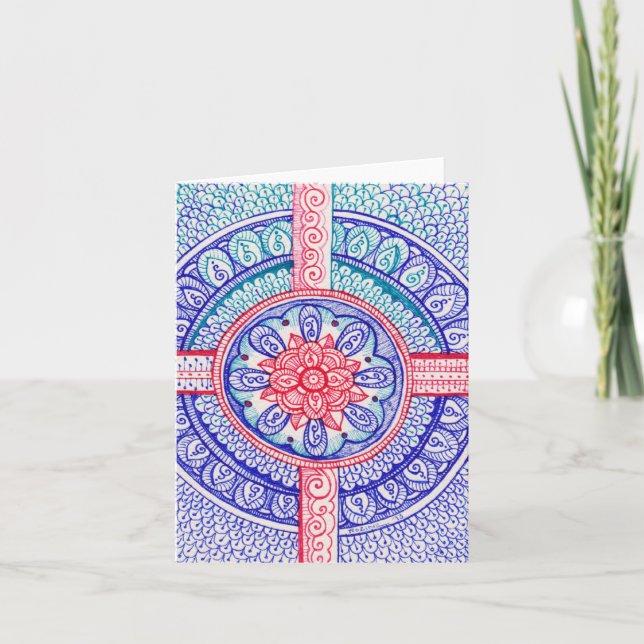 Couleurs Americana Damask Mandala indien Merci (Devant)