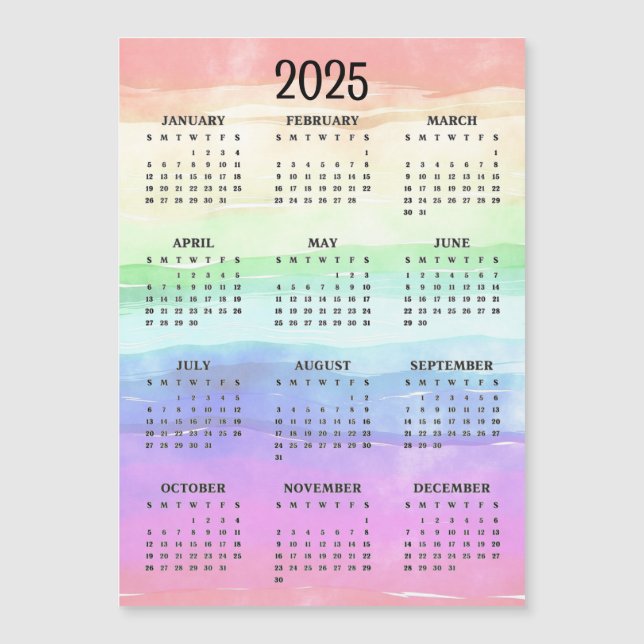 Couleurs arc-en-ciel coupées Design 2025 Carte mag (Devant)