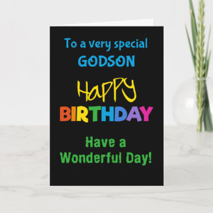 Couleurs arc-en-ciel Godson sur carte d'anniversai