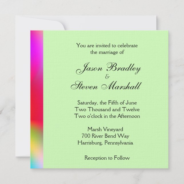 Couleurs arc-en-ciel sur Faire-part de mariage ver (Devant)