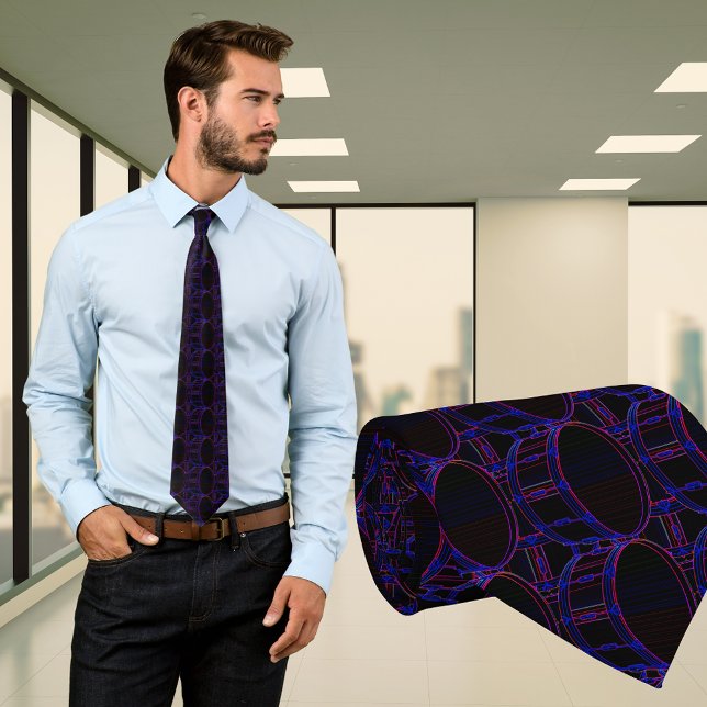 Couleurs au néon de tambour bas dans la cravate (Zazzle Bass Drum Neon Colors in Dark Pattern Necktie)