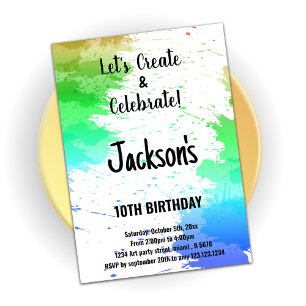 Couleurs blanches vertes Peinture Invitations Anni