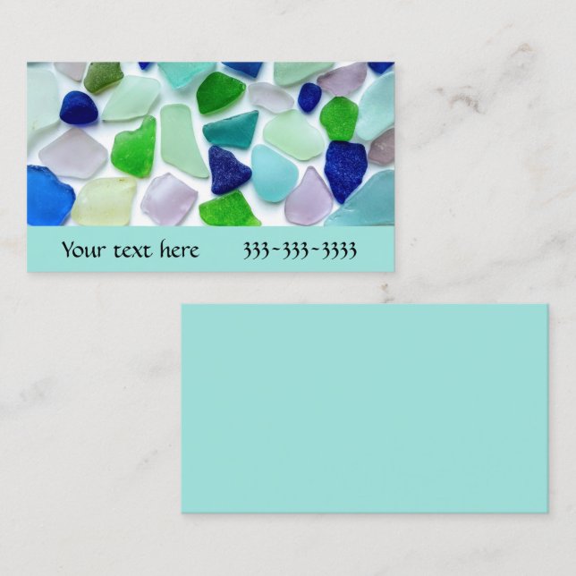 Couleurs cool Cartes de visite en verre de mer (Devant / Derrière)