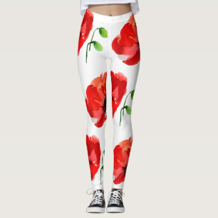 Couleurs d'aquarelles de pavot d'origine Leggings
