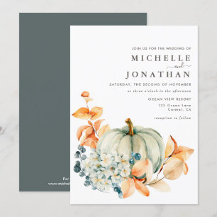 Couleurs d'automne citrouille & Florals Faire-part