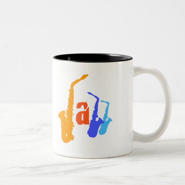 Couleurs de Jazz Sax Illustration Mug 1 (Droit)