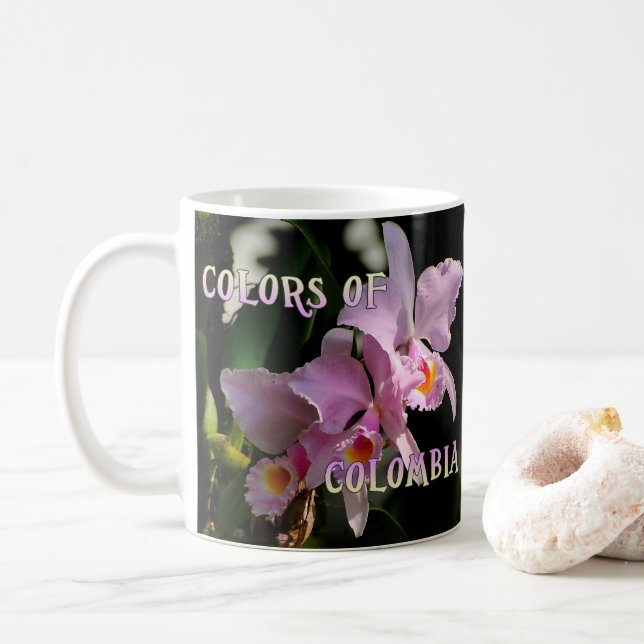 Couleurs de la Colombie Cattleya Orchid Coffee Mug (Avec donut)