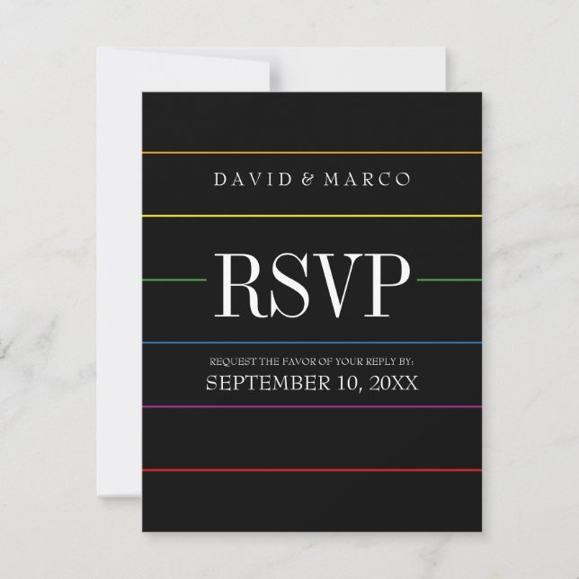 Couleurs de la Fierté à rayures RSVP Mariage Gay (Devant)