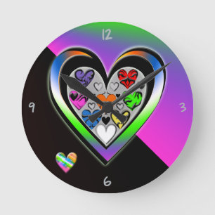 Couleurs de l'amour Horloge ronde