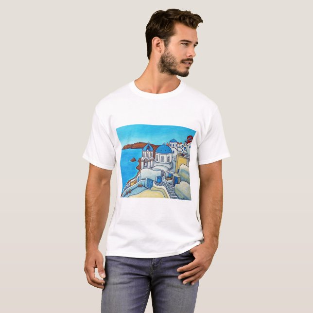 Couleurs de T-shirt de Santorini (Devant entier)