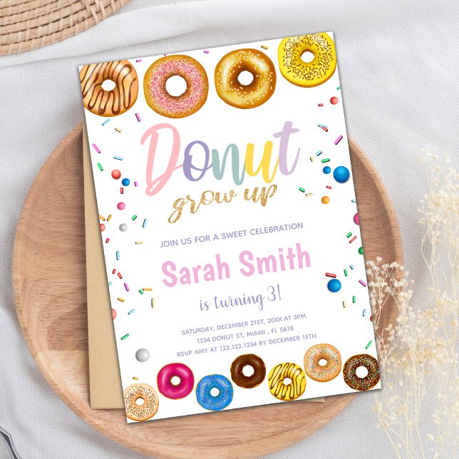 Couleurs Donut Invitations d'anniversaire (Colors Donut Birthday Invitations)
