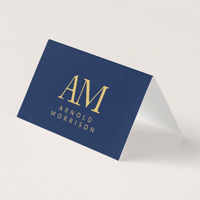 Couleurs d'or bleu Monogramme Lettre initiale Cart (Front)