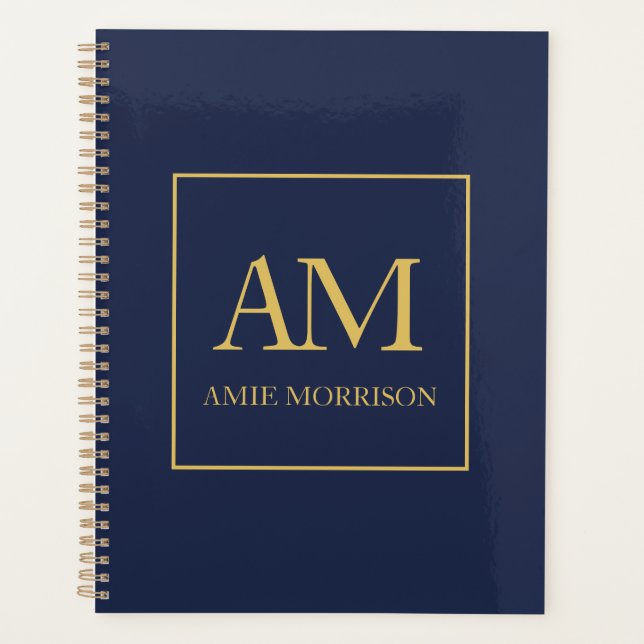Couleurs d'or bleu Monogramme Lettres initiales No (Devant)