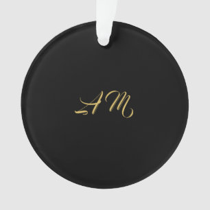 Couleurs d'or noir Monogramme Calligraphie initial