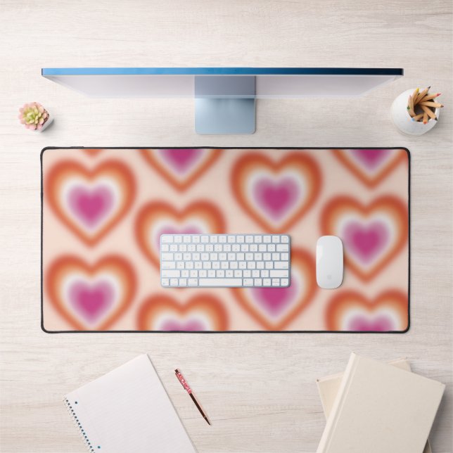 Couleurs du drapeau lesbien avec coeur flou (Bureau 1)