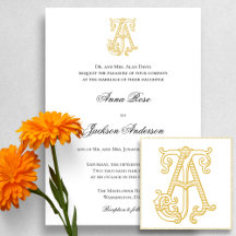 COULEURS ÉDITABLES AJ Monogram JA Logo Invitation