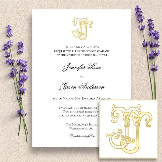 COULEURS ÉDITABLES JJ Monogram JJ Logo Invitation (Créateur téléchargé)