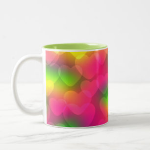 Couleurs folles Coeurs Bokeh-Deux Toned Coffee Mug