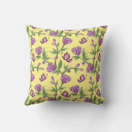 Couleurs jaunes, papillon violet coussins d'été