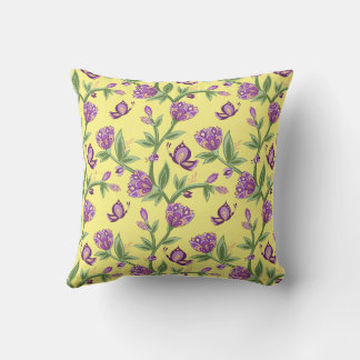 Couleurs jaunes, papillon violet coussins d'été
