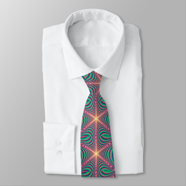 Couleurs néon rose vert Design 2 cravate homme (Attaché)